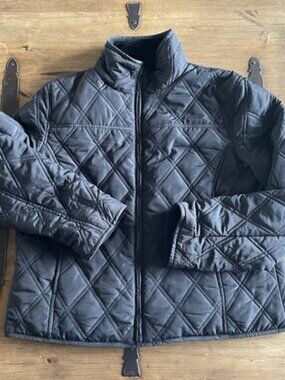 Women's Quilted Reversible Furry Jacket Black Size L